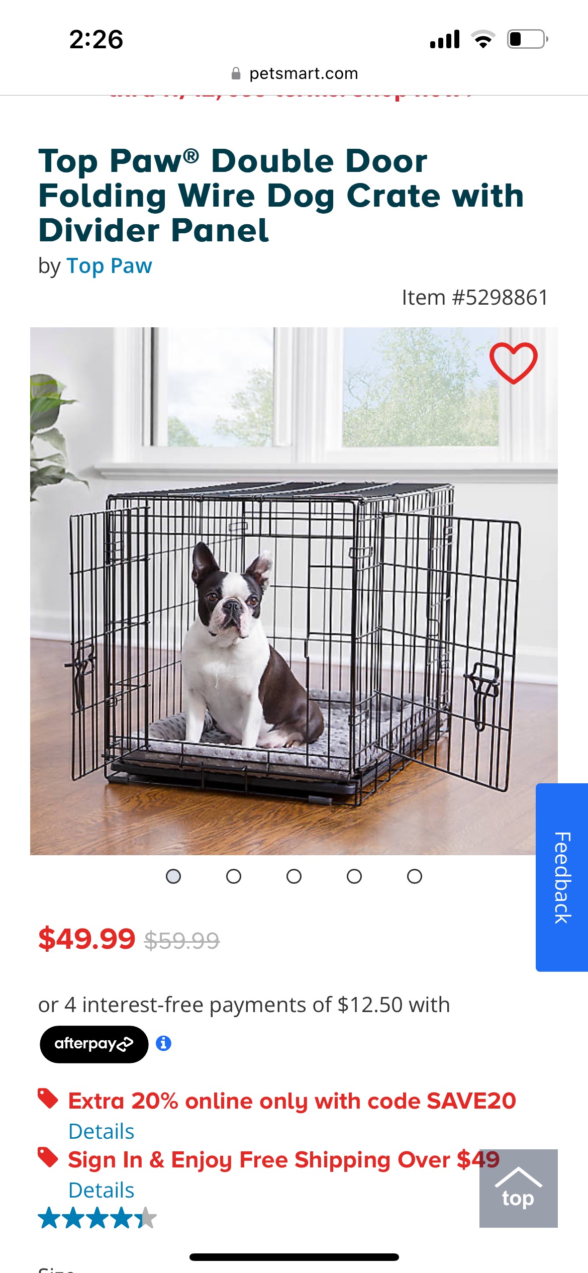 Top Paw® Double Door Folding Wire Dog Crate with Divider Panel